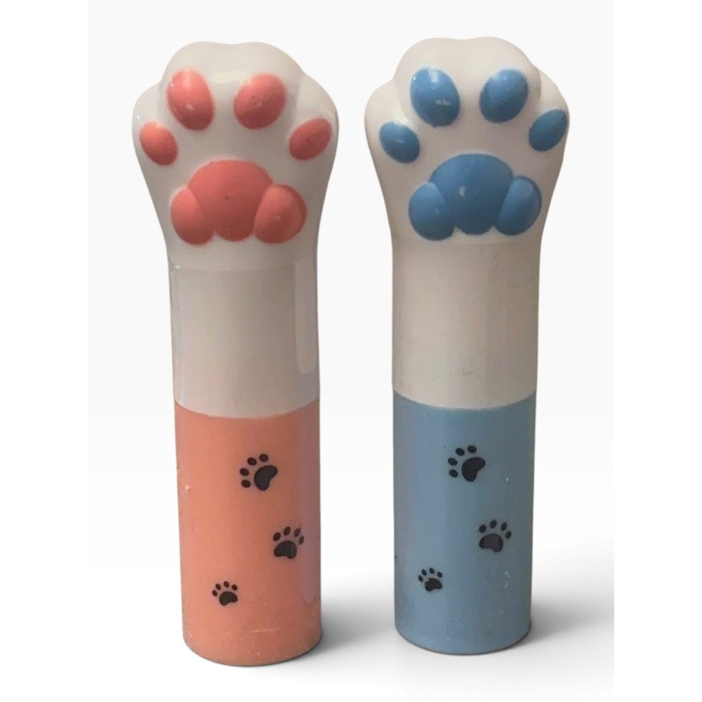 Magic Lip Balm Set 2pc Cat Paw Shape Pink Blue Novelty Kawaii Beauty Item 282